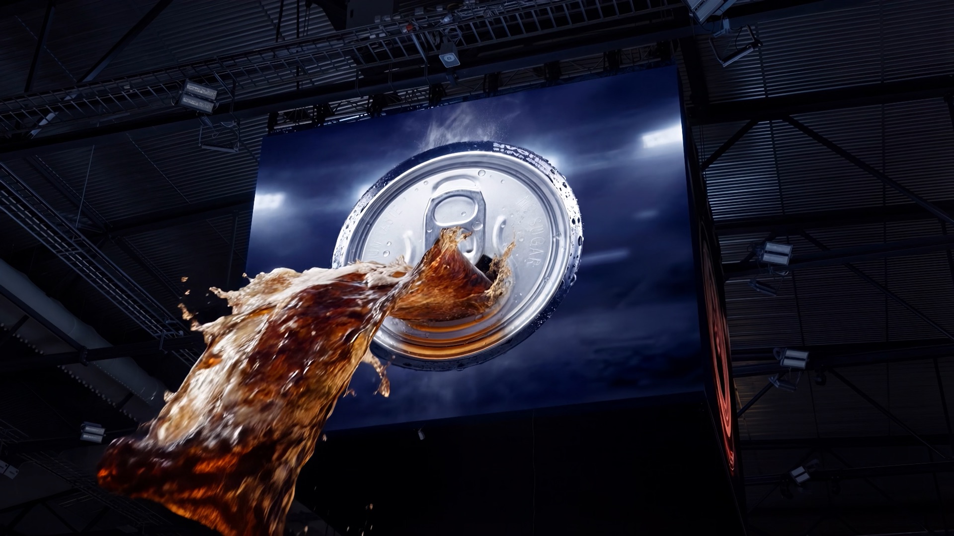 Ferdig VFX-shot av cola fra kubedisplay